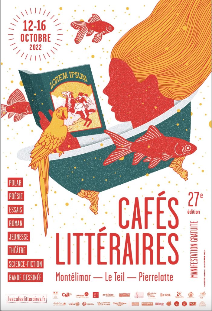 Affiche de la 27e édition des Cafés Littéraires de Montélimar - Octobre 2022